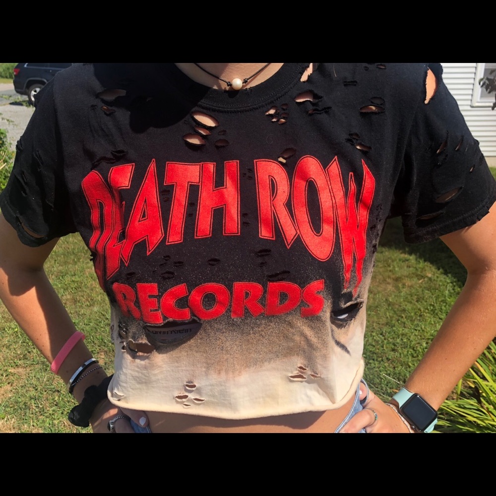 Distressed & reworked Death Row Records” tshirt